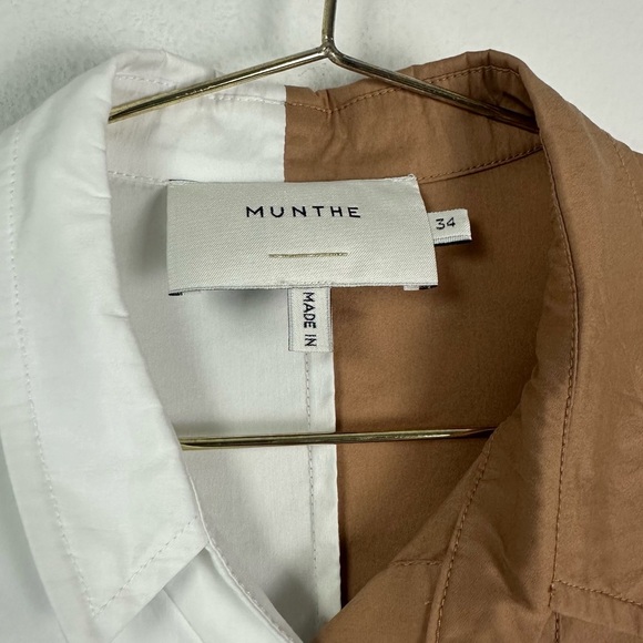 Munthe Tadum Brown/White Button Down Top Size 34 - Picture 5 of 7
